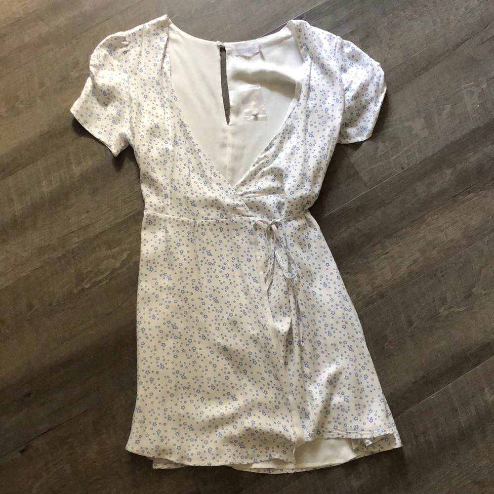 Lush Blue White Star Wrap Dress